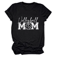 Close-up of Volleyball MOM screen print on soft black cotton short sleeve t-shirt - Black (White Font)