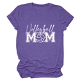 Detailed flat lay of purple heather Volleyball MOM t-shirt with screen print texture - Purple (White Font)