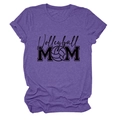 Detail of purple Volleyball Mom t-shirt showing rolled sleeves and soft cotton texture - Purple (Black Font)