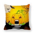 Macro detail of Halloween pillowcase featuring a spooky pumpkin and bat illustration - Fanged Pumpkin Full Moon and Bats (4)