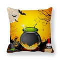 Detailed Halloween illustration on pillow case with witch cauldron, pumpkin and full moon - Witch Pot Jack-O-Lantern and Dead Wood (6)