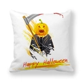 Macro detail of Halloween pillowcase featuring pumpkin reaper and Happy Halloween text - White Background Jack-O-Lantern Reaper (8)