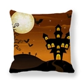 Halloween pillow cover with spooky castle, bats and moon print on peach skin fabric - Spooky Ghost Castle Style (8) / 18x18 Inch