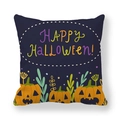Dark blue Happy Halloween pillowcase with pumpkin and festive botanical patterns - Dark Blue Happy Halloween (7)
