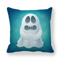 Dettaglio della federa Halloween con fantasma bianco su tessuto blu navy - Stile Fantasma Standard Blu Scuro (7)