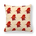 Peach skin Halloween cushion cover featuring red ghosts and yellow stars on beige - Red Ghost Stars Style (9) / 18x18 Inch