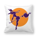Halloween pumpkin collection peach skin pillowcase with purple witch and orange moon - Purple Witch Riding Broom (8)