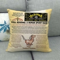 Detailed view of yellow linen pillowcase with vintage newspaper print on a grey sofa - Yellow Vintage Newspaper Literature Style (12)