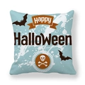 Light blue Halloween pillowcase with Happy Halloween text and bat skull patterns - Light Blue Bat and Skull (1)