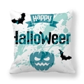 Halloween teal pumpkin and bat silhouette print peach skin pillowcase with Happy Halloween text - Teal Splatter Pumpkin and Bat (3)