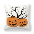 Federa spessa per cuscino con zucca di Halloween e albero su sfondo bianco - Stile Zucca Albero Morto Bianco (13) / 45*45cm