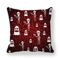 Halloween peach skin pillowcase with cartoon ghosts and skeletons on red background - Red Background Ghost and Skeleton (7)