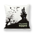 Federa per cuscino Halloween con silhouette di castello spettrale e pipistrelli su bianco - Stile Castello Albero Morto Bianco (16) / 45*45cm