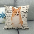 Linen pillow cover featuring Corgi dog print with loyal and intelligent word art text - Character Traits Style (2)