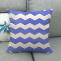 Modern geometric linen pillowcase with blue wave pattern on a gray fabric sofa - Blue White Wave Pattern (4)