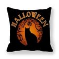 Halloween black pillowcase with black cat silhouette, pumpkin lanterns and spooky tree motifs - Black Halloween Elements Collection (8)