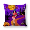 Halloween purple peach skin pillowcase featuring sexy witch, pumpkin and bats - Sexy Witch and Purple Moon Night (11)