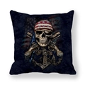 Linen skull pillow cover with pirate anchor and flag print on white background - Pirate Anchor Skull Style (4)