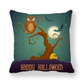 Halloween peach skin pillowcase with brown owl and Happy Halloween pumpkin design - Angry Owl Halloween Pattern (12)