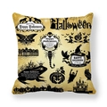 Halloween throw pillow cover with golden gradient and black silhouette pumpkin design - Golden Gradient Castle Pumpkin Style (3) / 18x18 Inch