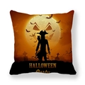 Halloween Party throw pillow cover with pumpkin silhouettes and bats on orange peach skin fabric - Orange Black Halloween Party Silhouette (13)