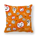 Halloween orange peach skin pillowcase featuring cartoon ghosts and Boo lettering - Orange Ghost Pumpkin Style (4) / 18x18 Inch