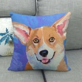 Artistic hand-painted Corgi dog portrait linen cushion cover for sofa decor - Oil Painting Art Style (8)
