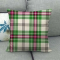 Funda de cojín cuadrada de estilo lino con diseño clásico de cuadros verde blanco rojo - Estilo Tartán Verde Blanco Rojo (3)
