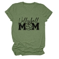 Detail of army green Volleyball MOM t-shirt showing fabric texture and graphic print - Olive Green (Black Font)
