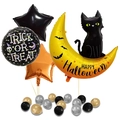 Halloween balloon set with black cat, moon and foil stars for festive party decoration - Moon Cat Theme Style (套装4)