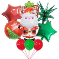 Dettaglio set di palloncini natalizi con Babbo Natale e stelle per decorazioni di festa - Stile Babbo Natale Abbracciante