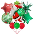 Détail du kit de ballons de Noël avec Père Noël en aluminium et motifs d'étoiles - Style Père Noël avec Cadeau