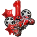 Rennwagen-Set zum 1. Geburtstag mit rotem Motorrad und Reifen-Folienballons - Motorrad Nummer 1 (Roter Stil) / Rot