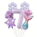 Détails de ballons queue de sirène et coquillage pour fête de 7ème anniversaire - Thème 7ème Anniversaire