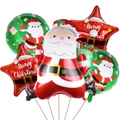 5-piece Christmas balloon set featuring Santa Claus star and round foil balloons - Santa Claus And Star