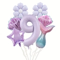 Kit ballons sirène avec chiffre neuf, coquillage et queue de poisson pour anniversaire - Thème 9ème Anniversaire