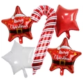 5-piece Christmas balloon set including candy cane and Merry Christmas stars - Candy Cane And Star