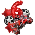 Racing theme party balloon set with red number 6 and motorcycle foil balloon - Number 6 / Red