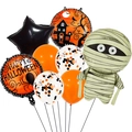Halloween balloon set featuring large mummy foil balloon and orange latex balloons - Halloween Mummy Style
