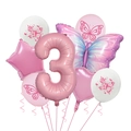 Pink butterfly balloon set for 3rd birthday party with digital foil and latex balloons - Butterfly Theme 3rd Birthday Set