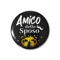 Spilla Amico dello Sposo per addio al celibato con decorazioni birra e baffi in metallo - Amico dello Sposo (AMICO dello Sposo)
