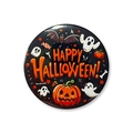 Dettaglio di una spilla di Halloween da 58mm in banda stagnata con zucca e fantasmi - Stile Zucca Fantasma Nero (1)