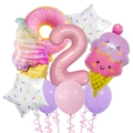 Sweet dessert theme birthday balloon set with number 2 and ice cream foil balloon - Dessert Balloon Bundle - Number 2