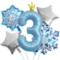 Snowflake foil balloon set with blue number 3 for frozen themed birthday party decor - Ice Theme Balloon Bundle-Number 3