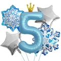 5. Geburtstag Ballon Set mit hellblauer Zahl fünf Krone und Schneeflocken-Folienballons - Eis Thema Ballon Bündel-Nummer 5