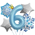 Details des blauen Zahlenballons 6 Sets mit Silbersternen und Schneeflocken - Eis Thema Ballon Bündel-Nummer 6