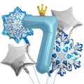Schneeflocken-Folienballons und blauem Ballon Nummer 7 für Wintergeburtstagsfeier-Dekoration - Eis Thema Ballon Bündel-Nummer 7