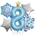 Details von blauen Nummer 8 Folienballon mit silbernen Sternen und Schneeflocken-Deko - Eis Thema Ballon Bündel-Nummer 8