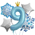 Detail von Nummer 9 Folienballon mit Schneeflocken und Sternen für den 9. Kindergeburtstag - Eis Thema Ballon Bündel-Nummer 9