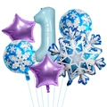 6-teiliges Schneeflocken-Ballon-Set mit blauer Nummer 1 für den 1. Geburtstag - Nummer 1 Stil